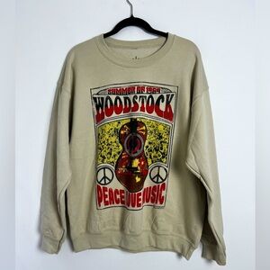 NEW Life Clothing Co. Beige Summer Of 1969 Woodstock Long Sleeve Sweatshirt Sz L